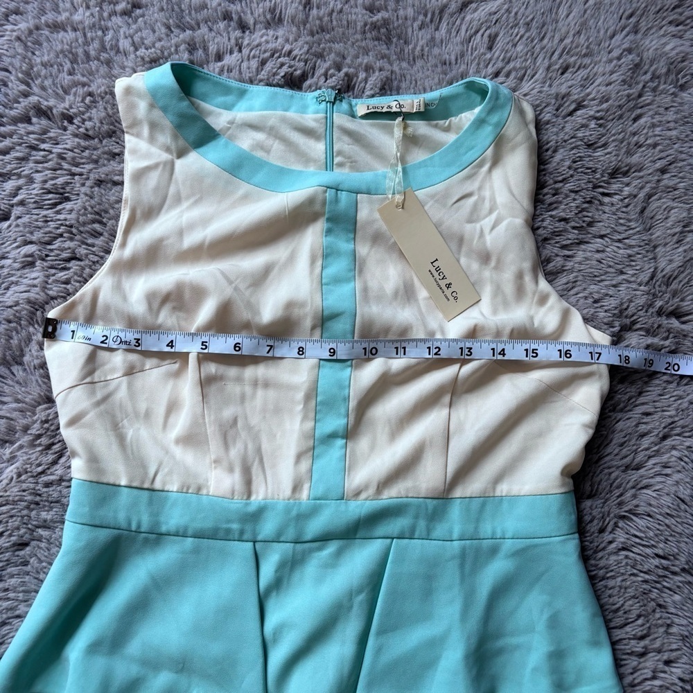 ⭐️⭐️⭐️NWT Lucy & Co blue and white selves Sheath dress size Large - Picture 10 of 15